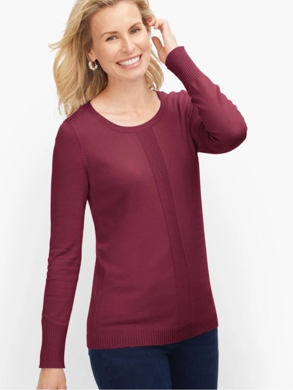 Talbots Women’s XL Lightweight Cotton Breathable Knit Sweater Burgundy